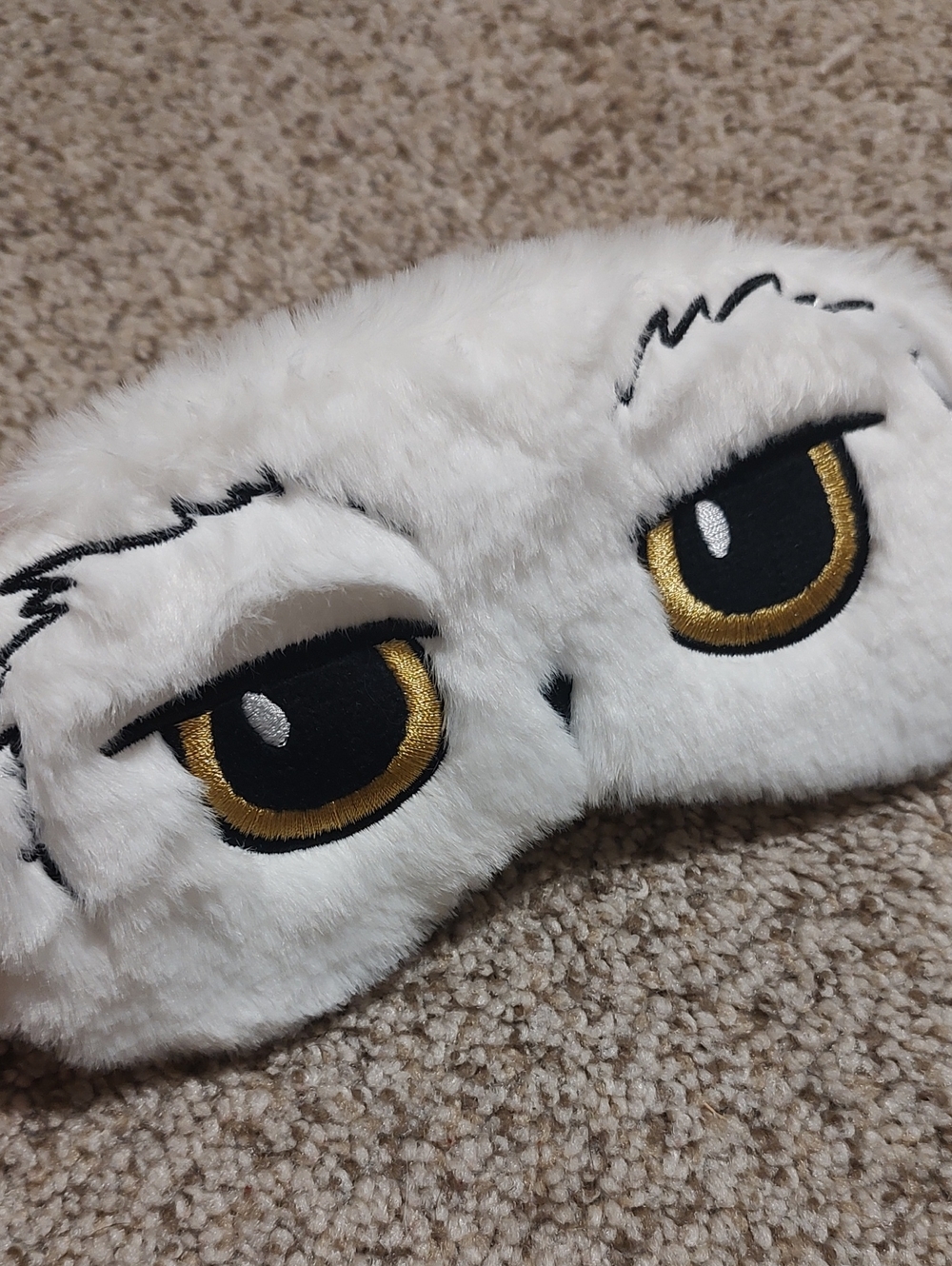 Warner Bros. Hedwig Harry Potter Owl Eye Plush Sleep Mask with Yellow Accents